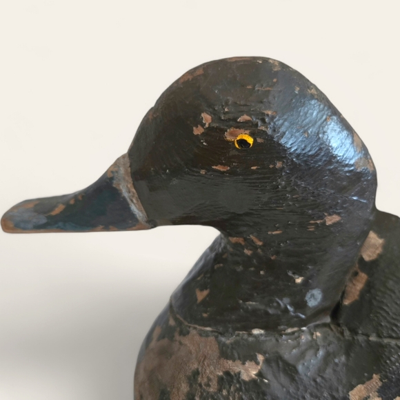 Chippy Brown Duck Decoy, Vintage Wooden Handmade Rustic Primitive Shelf Folk Art - Picture 3 of 11